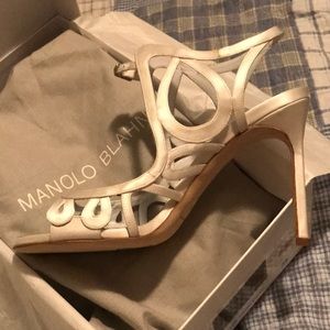 Manolo Blahnik White Satin Shoes